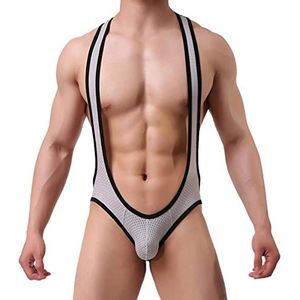 Gay Ondergoed Heren Lingerie Sexy Mesh Bodysuit Jockstrap Bodywear Worstelen Singlet Turnpakje Jumpsuits Jarretel Sexy
