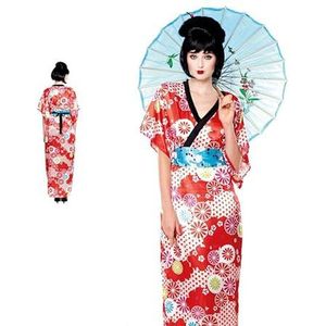 Partilandia Rood bloemen-Geisha kostuum voor dames maat S