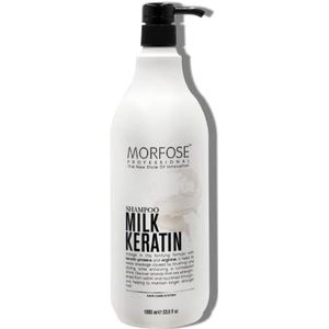 Morfose Milk Keratine Shampoo 1000 ml – herstellende haarshampoo met melk-, keratine- en arginine-eiwitten – voedende verzorging voor droog, beschadigd haar