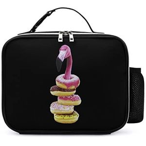 Donuts Flamingo Afneembare Maaltijd Pack Herbruikbare Lederen Lunch Box Container Draagbare Lunch Tas