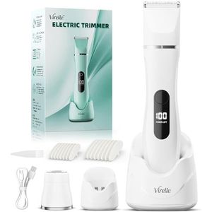 Elektrisch scheerapparaat voor dames – trimmer voor dames, intiem, alles-in-één (gezicht, benen, oksels en lichaam), bikini-trimmer, met 4 straffen, led-display en USB-oplaadstation