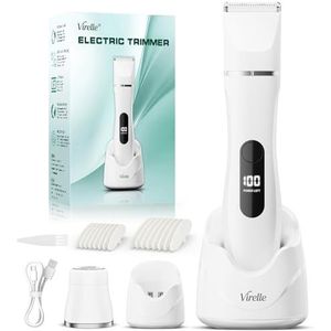 Elektrisch scheerapparaat voor dames – trimmer voor dames, intiem, alles-in-één (gezicht, benen, oksels en lichaam), bikini-trimmer, met 4 straffen, led-display en USB-oplaadstation