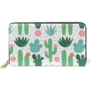 Groene cactus woestijn planten portemonnee echt lederen portemonnee creditcardhouder voor vrouwen telefoon meisje