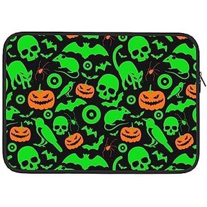 Green Ghost Horror Halloween Pompoen Gedrukt Laptop Sleeve Tas Duurzame Laptop Case Computer Draagtas Beschermhoes 33,5 cm