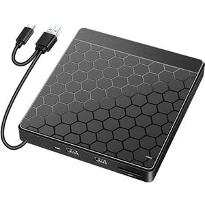 MALSSE Externe VCD Driver Met USB3.0/USB C Poort Kaartsleuf Draagbare VCD Disk Speler Branders Reader Adapter Voor Laptop PC