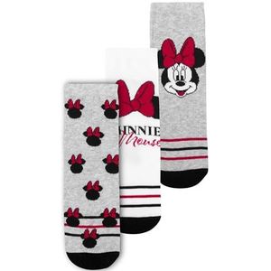 Disney Minnie Mouse sokken voor dames, sneakersokken voor dames, grijs/wit (verpakking van 3 stuks), grijs/wit, 35-38 EU