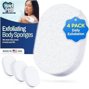 HartFelt Body Scrub Ovaal Exfoliërende Huidverzorging Sponge Pad, Gemaakt in de VS, Schoon en Verfris Lichaam, Rug, Arms, 4 Count