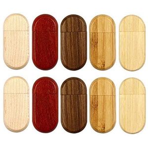 A Plus+ 10 Stuks 16 GB USB Sticks Houten en Bamboe USB Memory Stick (Ovaal)