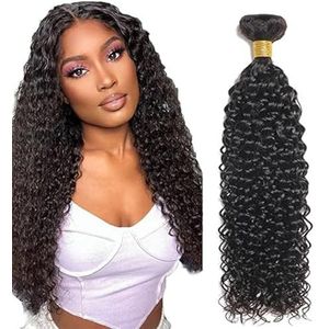 Tuheerst Curly Wave Human Hair Bundles Natural Black Real Hair Human Hair Extensions Sew in Hair Extension Single Bundle Double Weft Remy Hair Low Shedding for Woman 30 Inch
