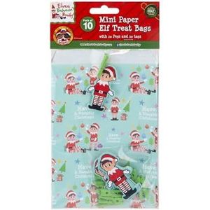 PMS Elfen Behaving Badly Mini Papieren Elf Treat Zakken Met Pinnen En Tags Pack van 10 Kerstcadeaus Snoepjes Feestzakjes