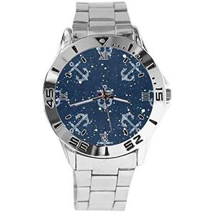 Zee Anker Wave Mode Vrouwen Horloges Sport Horloge Voor Mannen Casual Rvs Band Analoge Quartz Horloge, Zilver, armband