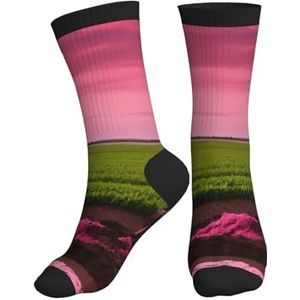 Jkkghll Bedrijf Boerderij Tractor Print Mannen Vrouwen Mid-Tube Sport Sokken Ademend Atletisch Voor Running Fitness Dagelijkse Slijtage, Zwart, One size