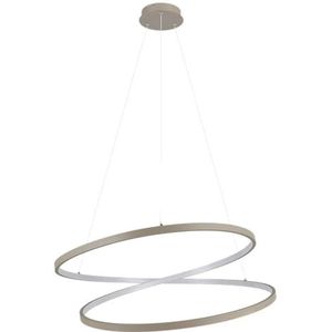 EGLO LED hanglamp Ruotale, pendellamp boven eettafel, gebogen eetkamerlamp, hangarmatuur met ringen van metaal in zand, warm wit, Ø 70 cm