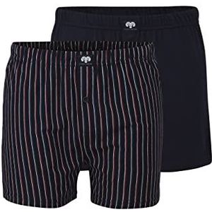 Ceceba Heren boxershort, katoen, single jersey, navy-rood, gestreept, met gulp, verpakking van 2 stuks, Navy-rood, 6XL