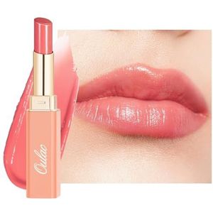 Oulac 2-in-1 lippenstift en lippenbalsem, sappige en glanzende lippenverzorging, gladde en gehydrateerde lippen, glanzende afwerking voor droge, gebarsten lippen, veganistisch (18) coral ritm