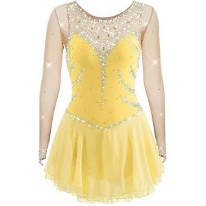 Nnnydjy Schaatsjurk Voor Meisjes Voor Kunstschaatsen Turnpakje Voor Dames Voor Ritmische Gymnastiek En Dans Glanzende Kristallen Wedstrijdkleding Voor Rolschaatsen En Kunstschaatsen,G,11_13Years