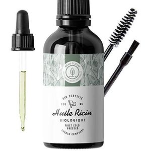 100ml Biologische Castorolie + Kwast en Borstel - 100% Puur, Natuurlijk, Koudgeperst - Castorolie voor Haar, Wimpers Wenkbrauwen, Baardolie - Castor Oil