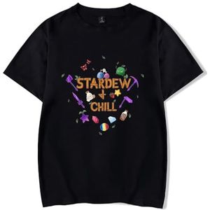 Stardew Valley T-shirt voor jongens en meisjes, casual T-shirt, uniseks, modieus shirt met korte mouwen, zomerkleding, Zwart, XXS