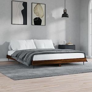 DIGBYS Bedframe Bruin Eiken 150x200 cm 5FT King Size Engineered Hout