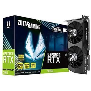 ZOTAC Gaming GeForce RTX 3060 Twin Edge OC 12 GB GDDR6 192-bit 15 Gbps PCIE 4.0 Gaming grafische kaart, IceStorm 2.0 koeling, actieve ventilatorbediening, vriesventilatorstop ZT-A30600H-10M