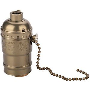 Samfox Lampfitting, E27 vintage lamphouder met pull chain lampfitting (brons)