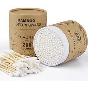 FOVURTE Bamboe wattenstaafjes 400 tellen, biologische wattenstaafjes voor oren, natuurlijke houten wattenstaafjes oren