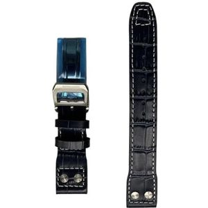 Jeniko 20/21/22 mm lederen bandaccessoires compatibel met IWC Big Pilot's IW328201 IW377709 TOP GUN horlogeband met logovervanging (Color : Blue-2, Size : 20MM NO LOGO_SILVER BUCKLE)