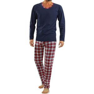 Sesto Senso Heren Lang Pyjama Set 100% Kotoen Groote Mouw Top & Bottom Nachtkleding Pjs M GRANAT WALDI