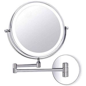 GVSIIOHRR Badkamer Make-up Spiegel Wandmontage Dubbelzijdig Touch Button Verstelbare Licht 360 graden; Swivel Uitschuifbare Batterij Aangedreven