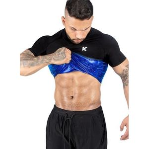 Kewlioo Saunashirt voor heren, warmtevangend zweetvest, saunapak voor heren, compressie-workout zweetpak voor sportschool, work-outs, Zwart, L
