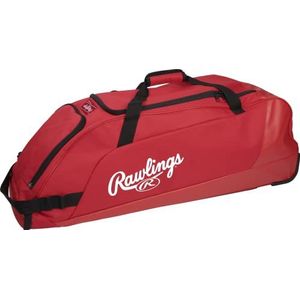 Rawlings | Werkpaard Uitrusting Tas met wielen | Honkbal & Softbal | Scarlet, Scharlaken, Tas voor apparatuur op wielen