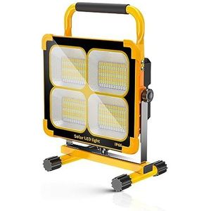 Schijnwerpers voor meerdere gelegenheden 1000W LED Draagbare Oplaadbare Zonne-schijnwerper Spotlight Op Batterijen Zoeklicht Buitenwerklamp Campinglantaarn Hoge helderheid & breed verlichtingsbereik (