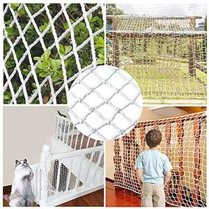 FIYSON Veiligheidsnet voor kinderen, balkon, kattennet, 6 cm mesh, trapveiligheidsnet voor kinderen, huisdieren, kattennet, anti-val, slijtvast, beschermingsnet, voor balkon en trapleuningen (1,5 x 2