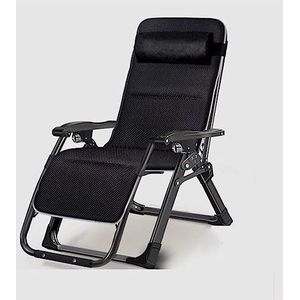 GEIRONV Outdoor Lounger Chair, for Deck Beach Yard Courtyard Portable Zero Gravity Recliner Chair with Cushion Adjustable Lounge Chair Fauteuils (Color : Black B, Size : 66x98x15cm)