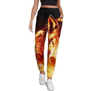 Fire Wolf Joggingbroek voor dames, hardloopbroek, joggingbroek, vrijetijdsbroek, elastische taille, lang, met zakken