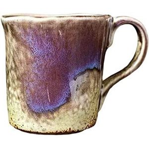 Keramische beker, 200 ml kleine handgemaakte vintage theekopjes latte mokken veelkleurige reactieve glazuur rustieke aardewerk theekopjes(Purple)