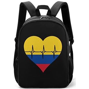 Love Colombia Heartbeat Lichtgewicht Rugzak Reizen Laptop Tas Casual Dagrugzak voor Mannen Vrouwen