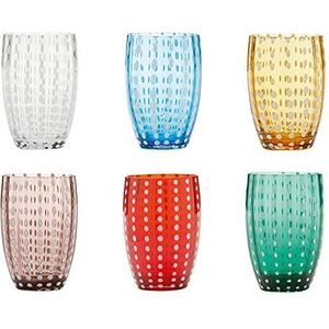 Zafferano Tumbler-kralen, handgemaakt, van gekleurd glas, transparant, 32 cm, 109 mm, 71 mm, 6 stuks, verschillende kleuren