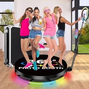 360 Photo Booth Machine - Met Ringlicht + Flightcase + Afstandsbediening, 1-7 Personen Staan Op - 360 Auto Spin Camera Booth - Feesten Video/Slow Motion,80cm