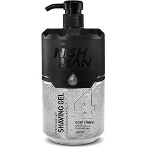 NISHMAN Shaving Gel 04 - Easy Shave 1000ml - Voor een Gladde Scheerervaring, Hydraterend en Verzorgend - Perfecte Bescherming voor een Gladde Huid - Frisse en Langdurige Geur - Mannenverzorging