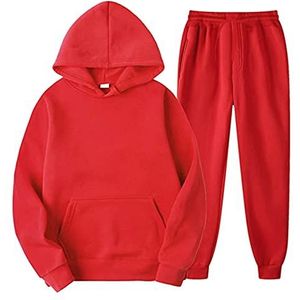 Sportpak voor dames en heren, vrijetijdspak, trainingspak, 2-delig, losse vrije tijd, sport, hoodie, sweatshirt + joggingpak, joggingpak, fitnesspak, hardlopen, yoga, sportkleding, trainingspakken, #01-a-rood, S