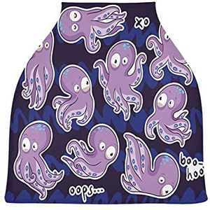 Paarse Octopus Baby Autostoelhoes Luifel Stretchy Nursing Covers Ademend Winddicht Winter Sjaal voor Baby Borstvoeding Jongens Meisjes