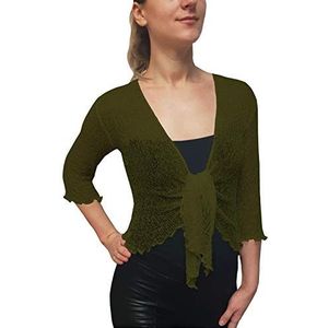 Mimosa Gehaakte omslagdoek voor dames, glitter of effen, stretch, kant, visnet, omslagdoek, open vest, UK-maat 6-28 (34-56) (Kiwi 6-16 [34-44]), Kiwi, one size