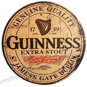 Guinness Mancave Houten bord met opschrift ""Mancave"", vintage, grappig, retro, voor tuin, garage, schuur, keuken, bar, pub, diameter 19 cm