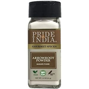 Pride Of India - Organic Arrowroot Ground Powder-2oz (56 GM) Dual Sifter Jar, Authentieke Indiase veganistische meel, best toegevoegd in cakes pasteien saus