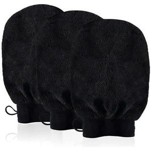 URAQT Euerpo Peeling-handschoen, 3 stuks, peeling handschoenen 150D, uniseks douchehandschoen, peeling voor schoonheidsverzorging, zwart