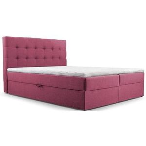 mb-moebel Continentaal bed, boxspringbed, bed met bedkast, Bonell-matras en topper, tweepersoonsbed - boxspringbed 05 (roze - Hugo 15, 140 x 200 cm)