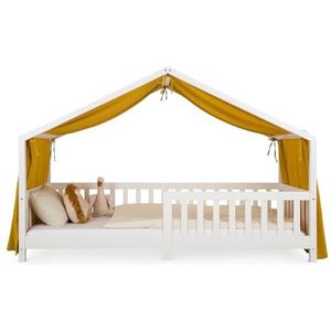 IDIMEX Luik LIAN in mosterdgeel, bedhemel van 100% katoen, dubbellaags, baldakijn, mousseline, bedgordijn voor huisbedden, decoratie