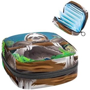 Maandverband Opbergtas, Menstruatiecup Pouch Tampon Bag, Menstruatie Pads Houder Organizer voor Vrouwen Meisjes, Relax Luiaard