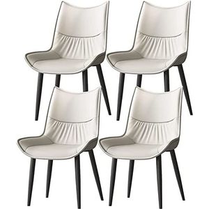 GEIRONV Keuken eetkamerstoelen set van 4, moderne half eeuw woonkamer zijstoelen met koolstofstalen poten stoelen met PU kussen rugleuning Eetstoelen (Color : Light Gray, Size : 86 * 40 * 44cm)